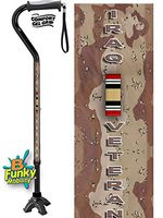 Walking Cane Gel Grip Offset Adjustable Aluminum Footed Quad Iraq Veteran Military Design