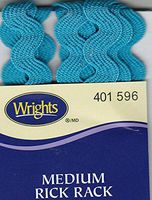 WRIGHTS BLUE JEWEL (596) MEDIUM RICK RACK - 2 1/2 YARDS (1/2" WIDE) TRIM