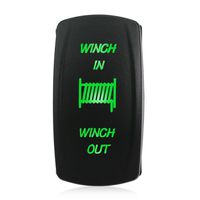 WATERWICH 7 pin Momentary Winch In Out Rocker Toggle Switch Waterproof DC 20A 12V/10A 24V Black Shell/ON-OFF-ON DPDT illuminated Rocker Switch For Auto Truck Boat Marine (Green)