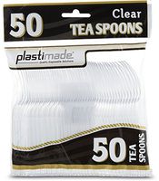 [50 Clear Tea Spoons] Plastimade Disposable Heavy Duty Plastic Cutlery,Great for Every Day Use, Home, Office, Party, Picnics, or Outdoor Events,