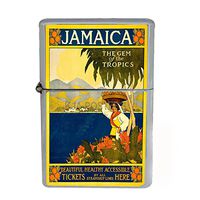 Wind Proof Dual Torch Refillable Lighter Vintage Poster D-163 Jamaica The Gem of The Tropics