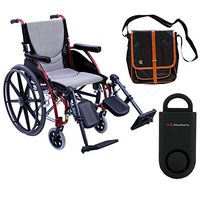 Karman S-Ergo 115 Ultra Lightweight Ergonomic Wheelchair | Seat Size 18" X 17" | Upgraded to Elevating Legrests | Fixed Wheels and Mag Wheels in Red & Free Black Safety Alarm!