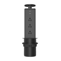 Pulling Pop Up Power Outlet with USB Recessed Pop-Up Power Socket with 3 AC Plug, 2 USB, Retractable Power Strip Charging Station Connect with 6.23 ft Long Power Cord(3.15in-BK)