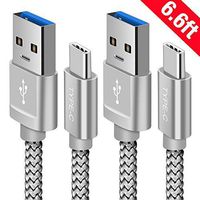 USB Type C Cable,Snowkids USB C Cable 6.6Ft(2 Pack) Nylon Braided Cord USB Type A to C Fast Charger for Samsung Galaxy S10 S9 S8 Plus Note 9 8,Moto Z,LG V30 V20 G5,Switch,OnePlus 5 3T(Sliver)