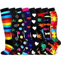 Compression Socks for Women & Men 15-20 mmHg, Best for Medical, Nursing, Running, Athletic, Edema, Diabetic, Varicose Veins & Travel (Small/Medium, Black/Black/Multi/Navy/Black/Black/Black/Red)