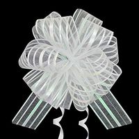 Pull Bows, ZKSM 20Pcs Large White Organza Pull Ribbon String 6 Inches Gift Warp Bows for Wedding Birthday Party Christmas Gifts Decoration