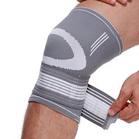 Neotech Care Knee Brace Sleeve (1 Pair) - Light, Elastic & Breathable Fabric - Adjustable Compression Wrap Around Strap - for Men, Women, Youth - Right or Left Leg - Grey (Size L)