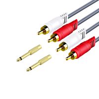 Gxilee 2RCA Male to 2RCA Male Stereo Audio Cable-4.9 Feet, Come with 2 PCS 6.35mm Male to RCA Female Mono Plug Connectors