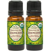 US Organic 100% Pure Lemongrass Essential Oil - USDA Certified Organic - 10 ml - Pack of 2 - w/Improved caps and droppers (More Size Variations Available)