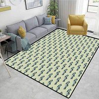 Cars Striped Door Mats Outside, Out of Date Classic Automobiles Transportation Being on The Road Theme, Fashionable High Class Living Bedroom Rugs(8'x 10')