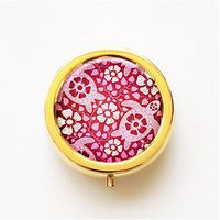 RhyNSky Turtle Tortoise - Animal Mini Portable Pocket Pill Box Case Holder for Purse, 3 Compartments, Gold, CG263