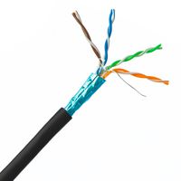 Bulk Shielded Cat5e Black Ethernet Cable, Solid, Pullbox, 1000 Foot