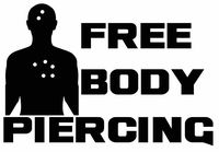 CCI Free Body Piercing Funny Gun Rights Three Percenter Decal Vinyl Sticker|Cars Trucks Vans Walls Laptop| Black |6.5 x 4.25 in|CCI1469