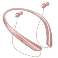 Bluetooth Neckband Headphones Wireless Headset Retractable Earbuds HD Stereo Noise Cancelling Earphones with Mic (Call Vibrate Alert, 15 Hrs Playtime, Rose Gold)