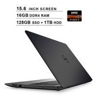 Dell Inspiron 15 Newest 5000 15.6-Inch FHD 1080P Laptop, AMD Ryzen 5 2500U up to 3.6 GHz, AMD Radeon Vega8, 16GB DDR4 RAM, 128GB SSD (Boot) + 1TB HDD, USB, HDMI, WiFi, Bluetooth, DVD, Win 10 Home