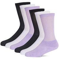+MD Women's Non-Binding Bamboo Diabetic Socks 6 Pack Circulatory Full Cushion Crew Socks Multicolor,Shoe Size 5-10