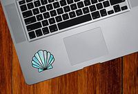 Yadda-Yadda Design Co. Shell - Scallop Seashell - Stained Glass Style Vinyl MacBook Laptop Decal - Copyright 2016 (Size and Color Choices) (SM 2" w x 1.75" h)(Aqua)