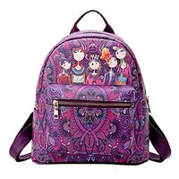 Wallets, Women Forest Girls Pattern Large-Capacity Backpack Sutdent Shoulder School Bag Clutches (Purple)