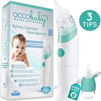 OCCObaby Baby Nasal Aspirator - Safe Hygienic and Quick Battery Operated Nose Cleaner with 3 Sizes of Nose Tips Includes Bonus Manual Snot Sucker for Newborns and Toddlers (Limited Edition)