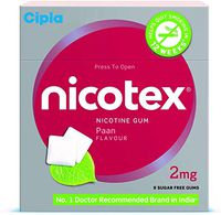 Cipla Nicotex 2Mg Paan Flavour Nicotine Gum (Pack of 10 Boxes) (90Pcs)