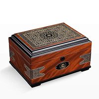 C-Xka Cigar Box Cigar Humidor, European Retro Printing Emboss Cedar Solid Wood Large Capacity Cigar Cabinet