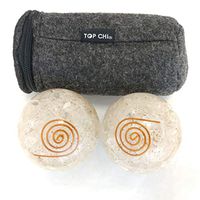 Top Chi Quartz Orgonite Baoding Balls with Carry Pouch for Hand Therapy, Exercise, and Stress Relief (Medium 1.6 Inch)
