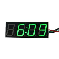 Ximico Adjustable 0.56" Green LED Sign Electronic Digital Clock Display 4 Digits Car Vehicles 12V/24V Battery Operated/Two Wires Highlighting LED Digital Tube Electronic Clock