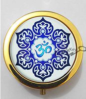 BlackKey Om Symbol Lotus Flower Yoga 3-Compartment Decorative Pocket Gift Box Case Organizer for Pill, Color 2 -144