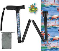 Foldable Walking Cane Soft Grip Collapsible Lightweight Pink Flamingos Pattern Travel BFunkyMoblity