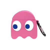 BONTOUJOUR AirPods Case, Super Cute Creative Big Eyes Game Pac-Man Ghost Face Monster AirPods Case, Funny Soft Silicone Earphone Protection Skin for AirPods1&2+Hook -Pink