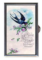 Victorian Swallow Bird France Chocolate Ad Decorative Pill Box