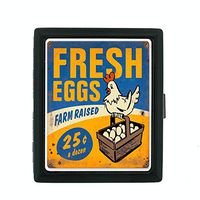 Metal Cigarette Case Vintage Poster D-253 Fresh Eggs Farm Raised