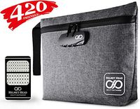 Smell Proof Bag with Combination Lock + Grinder Card | Durable Water Repellent Odor Proof Stash Bag With Inside Pouches For Your Herbs & Smelly Accessories: Pipe, Vape, Rolling Papers (Gray)