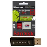 32GB SanDisk MicroSD HC MicroSDHC Class 10 Memory Card 32G (32 Gigabyte) for Motorola Moto E Moto G LTE Nokia Lumia Icon X X+ XL Lumia 930 635 630 530 X2 with SoCal Trade, Inc. MicroSD & SD USB Memory Card Reader