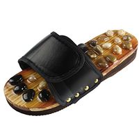 Andux Land Natural Stone Massage Shoes Massage Foot Slipper - Reflexology Sandals TX-01 (42, Black)