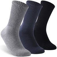 Facool Non Binding Socks, Diabetic Socks for Men Women (Multicolor (Black, Grey, Navy Blue) 3 Pairs, US Women 8.5-12 / US Men 7.5-11)