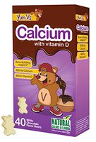 YUM-V's Calcium (300mg) with Vitamin D (400 IU) White Chocolate Flavored Bear Chewable, (40 count); Children’s Daily Dietary Supplement, Kosher, Halal, Gluten Free, Low Sugar