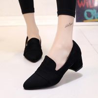 Hemlock Women Office Wedges Shoes Mid Heel Sandals Shoes Dress Shoes Pointed Toe Slip On Shoes (US:6.5, Black)