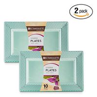 Rectangulete Hexagons Translucent Green Hard Plastic Elegant Disposable Rectangle Salad Dinner Dessert Plates 10 Plates Per Pack (2, 12" Luncheon Plate)
