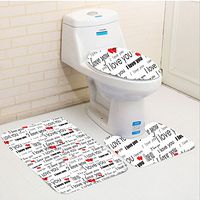 Keshia Dwete three-piece toilet seat pad customRomantic I Love You Quote with Hearts Romance Couple Valentine with Plain Backdrop Red Black and White