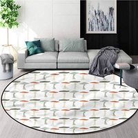 RUGSMAT Mushroom Machine Washable Round Bath Mat,Retro Organic Food Kids Teepee Tent Game Play House Round Diameter-47