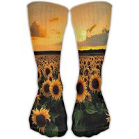 Novelty Sunset Sunflower Casual Premium Quality High Socks Sports Crew Socks