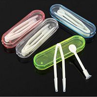 Bhbuy Mini Travel Plastic Contact Lens Box Holder Case Container + Tweezer Set