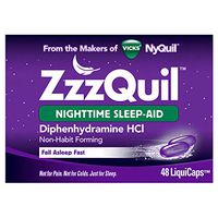 ZzzQuil Nighttime Sleep Aid Liquidcaps, 48 ct, Non-Habit Forming, Fall Asleep Fast and Wake Refreshed