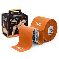 OK TAPE Sports Kinesiology Tape - 20 Strips Precut Latex Free Waterproof Athletic Tape for Pain Relief, Supports and Stabilizes Muscles & Joints Lasts Upto 3 Days- 2inch x 16.4 feet Roll Orange