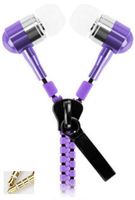 AIK in-Ear Zip Zipper Stereo Headphones 【3.5M】 Earphone Earbud for Mobile Phones (Purple)