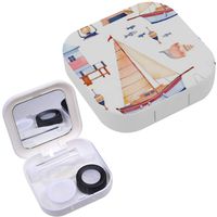 Portable Contact Lens Case Box Travel Kit Mirror + Bottle + Tweezers Container Holder [ Color Regatta ]