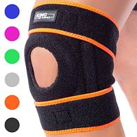 Patella Knee Brace for Arthritis Pain and Support with Side Stabilizers for Meniscus Tear, Women, Men, Acl, Running, MCL, Tendonitis, Athletic, LCL - Adjustable Neoprene Open Knee Sleeve -Orange