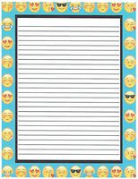 Kid's Camp Blue Emoji Lined Stationery Paper 26 Sheets