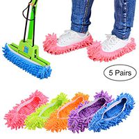 Lanting Dusting Mop Slippers, 5 Pairs Microfiber Sweeping Slippers House Floor Polishing Slippers Dusting Cleaning Foot Socks Shoes